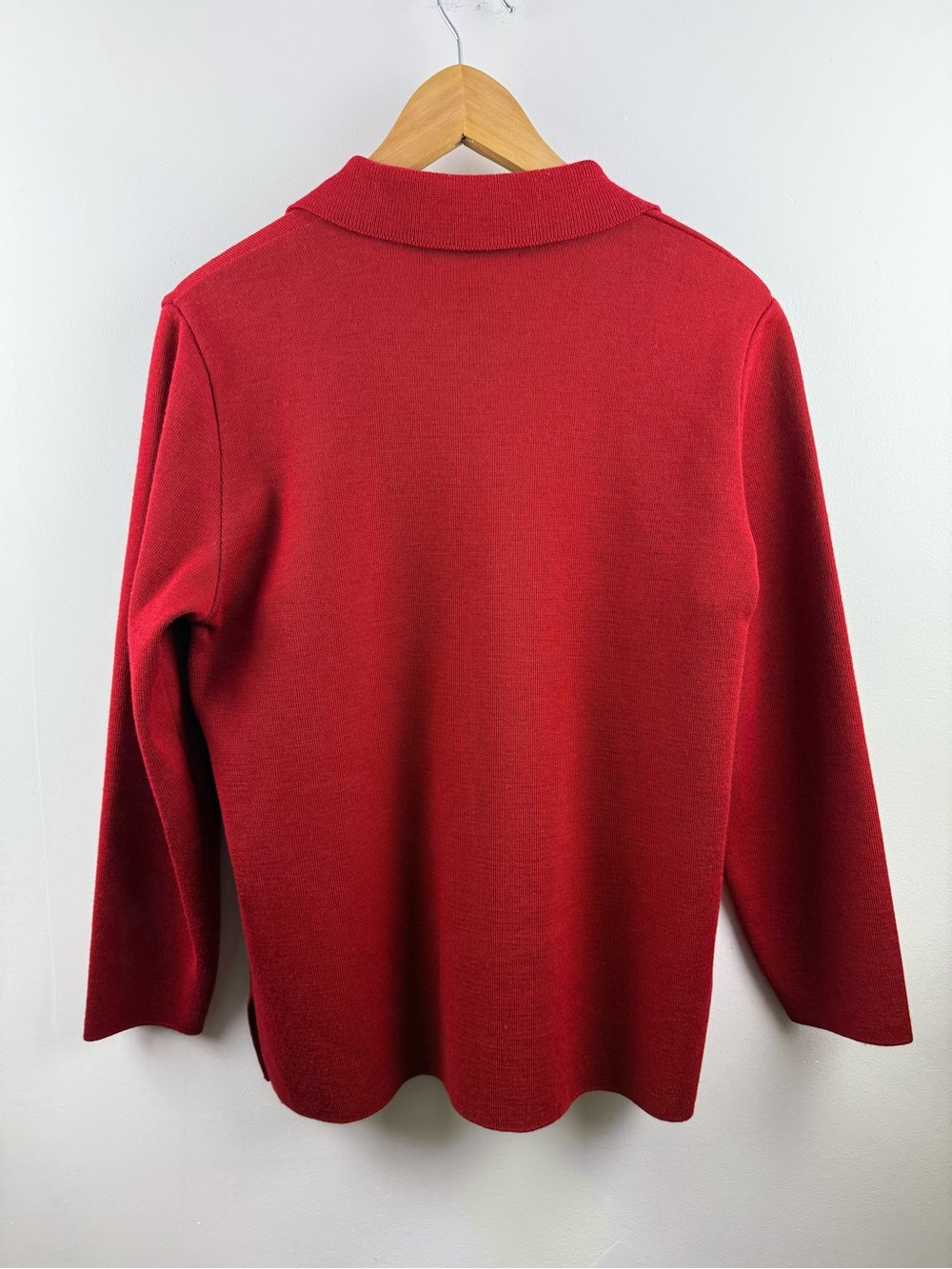 Vintage SAINT JAMES France Red 100% Wool Anchor Button Chore Cardigan Jacket - Picture 2 of 11